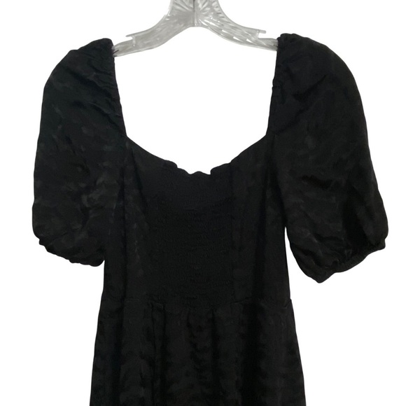 Good American Black Maxi Dress Puff Sleeve Button Up Silky Smocking Size Large 3 - Picture 4 of 12